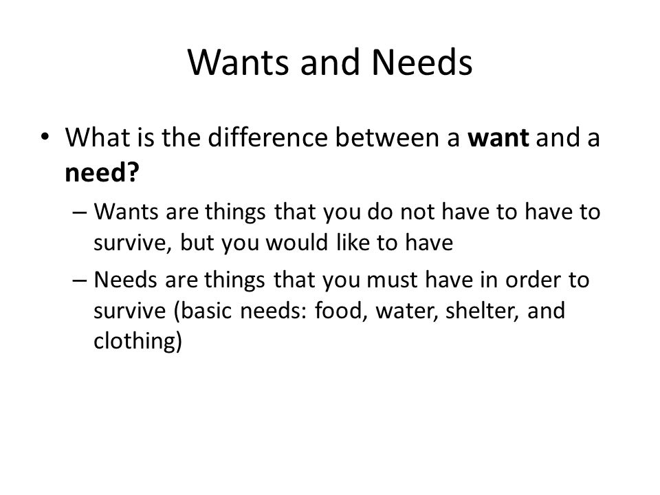 Difference Between Needs and Wants